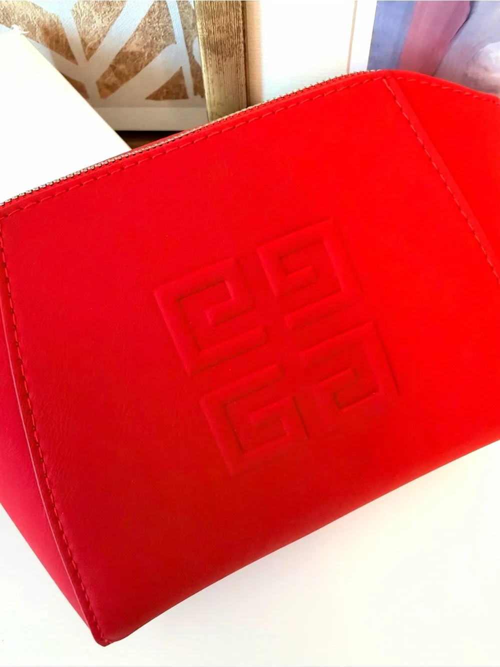 Givenchy Red Zip Cosmetic Bag